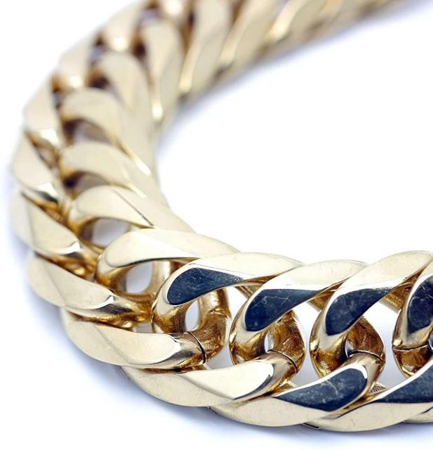 ブレスレット ダブル喜平 金色ステンレス めちや太 6面カット 中折れクリップ式!。 < 男性アクセサリー/時計  ブレスレット ダブル喜平 金色ステンレス めちや太 6面カット 中折れクリップ式!。 < 男性アクセサリー/時計の