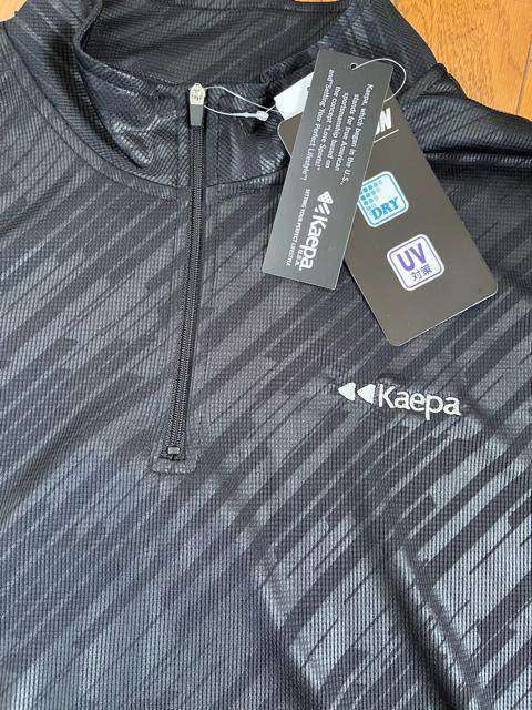 Lサイズ!高貴紳士的!ブランド品!kaepa!エンボス!メッシュ!DRY!UV対策!素材!半袖!ジップTシャツ!幾何柄!新品!黒! < 男性ファッション  Lサイズ!高貴紳士的!ブランド品!kaepa!エンボス!メッシュ!DRY!UV対策!素材!半袖!ジップTシャツ!幾何柄!新品!黒! < 男性ファッションの