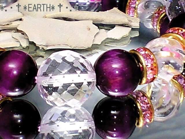 天然石★ピンクタイガーアイ&カット水晶デザイン数珠 < 女性アクセサリー/時計 天然石★ピンクタイガーアイ&カット水晶デザイン数珠 < 女性アクセサリー/時計の