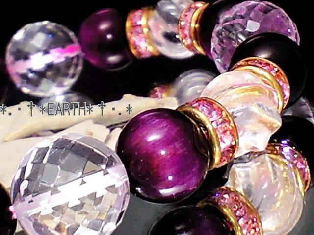 天然石★ピンクタイガーアイ&カット水晶デザイン数珠 < 女性アクセサリー/時計 天然石★ピンクタイガーアイ&カット水晶デザイン数珠 < 女性アクセサリー/時計の