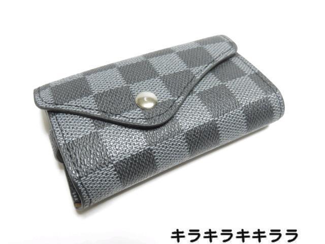 《New》格子チェック柄★360度回転するカラビナ付★6連*レザーキーケース<ブラック> < 男性ファッション  《New》格子チェック柄★360度回転するカラビナ付★6連*レザーキーケース<ブラック> < 男性ファッションの