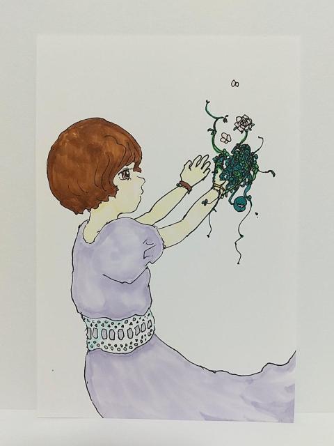 オリジナルイラスト 手描きイラスト 植物 女の子 ハンドメイド 絵 アート コピック 原画 アナログ 自作 インテリア art < アニメ/コミック/キャラクター  オリジナルイラスト 手描きイラスト 植物 女の子 ハンドメイド 絵 アート コピック 原画 アナログ 自作 インテリア art  < アニメ/コミック/キャラクターの