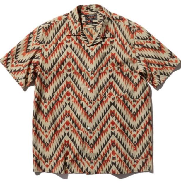 メンズ ジグザグ模様 オープンカラーシャツ < 男性ファッション メンズ ジグザグ模様 オープンカラーシャツ < 男性ファッションの