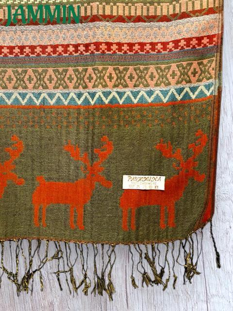 トナカイ柄ストール アジアン エスニック パシュミナ ヒッピー < 女性ファッション トナカイ柄ストール アジアン エスニック パシュミナ ヒッピー < 女性ファッションの