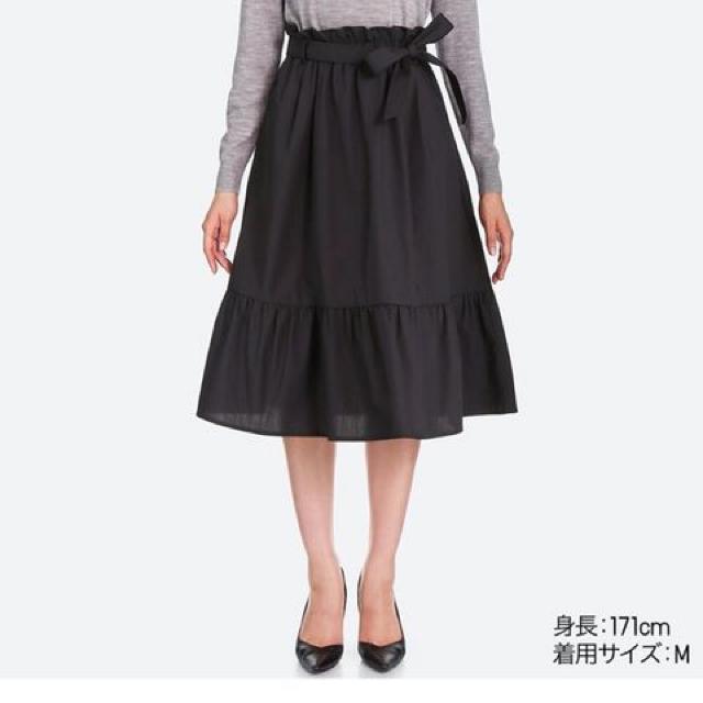 ユニクロ・ハイウエストリボンフリルスカート。グリーンXL < ブランド ユニクロ・ハイウエストリボンフリルスカート。グリーンXL < ブランドの