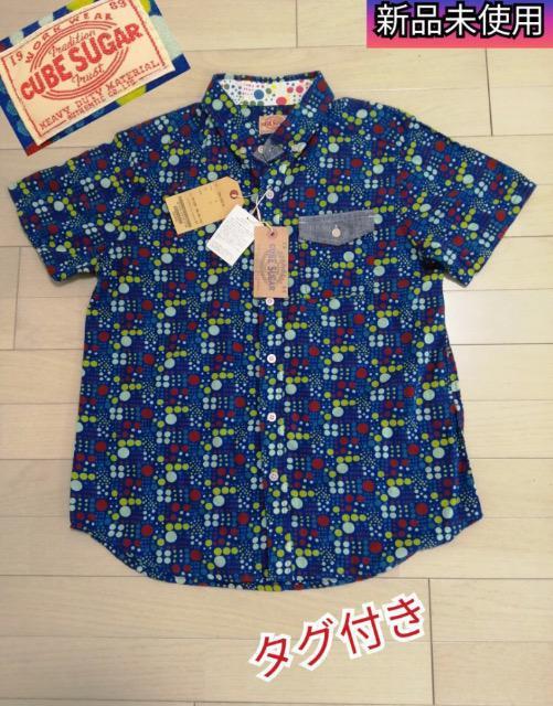 新品未使用cube sugarドット柄シャツ半袖プリント総柄涼しい真夏も快適人気アイテム大活躍爽やか好感度ビーチ海外旅行海リゾート < 男性ファッション  新品未使用cube sugarドット柄シャツ半袖プリント総柄涼しい真夏も快適人気アイテム大活躍爽やか好感度ビーチ海外旅行海リゾート  < 男性ファッションの