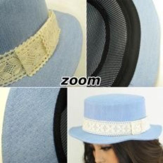 超キュート♪レースリボン デニムダンガリー カンカン帽 ブルー < 女性ファッション 超キュート♪レースリボン デニムダンガリー カンカン帽 ブルー < 女性ファッションの