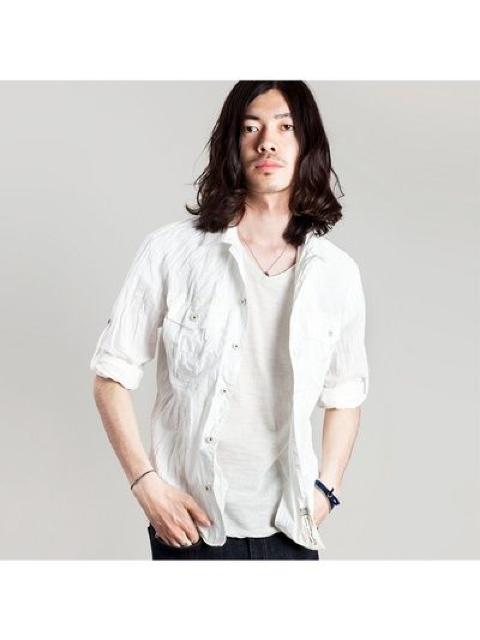 □ナノユニバース シワ加工 ミリタリー シャツ/7分袖/メンズ/S/ホワイト☆新品 < ブランド  □ナノユニバース シワ加工 ミリタリー シャツ/7分袖/メンズ/S/ホワイト☆新品  < ブランドの