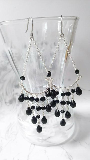 *シャンデリアピアス*ブラック*SF  21047 < 女性ファッション  *シャンデリアピアス*ブラック*SF  21047  < 女性ファッションの