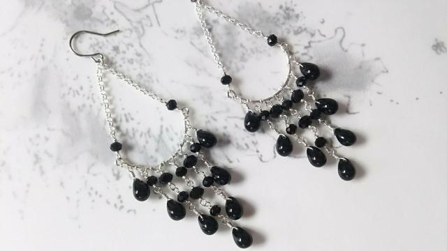 *シャンデリアピアス*ブラック*SF  21047 < 女性ファッション  *シャンデリアピアス*ブラック*SF  21047 < 女性ファッションの