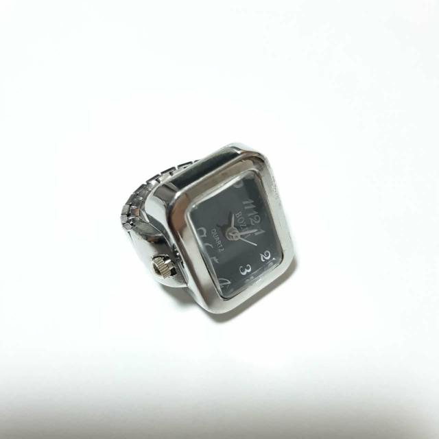 新品 未使用 指輪 時計 四角 フリーサイズ 銀 黒 < 男性アクセサリー/時計  新品 未使用 指輪 時計 四角 フリーサイズ 銀 黒 < 男性アクセサリー/時計の
