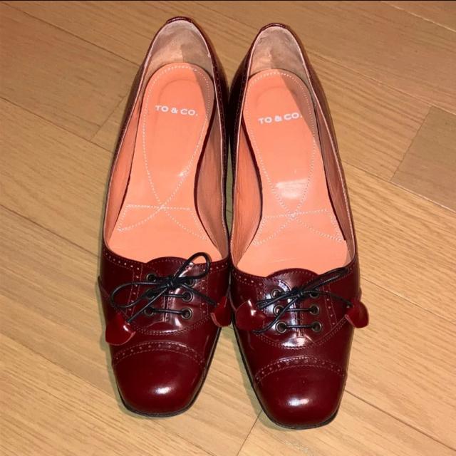 TO&CO  ローパンプス フラットシューズ ローヒール ワインカラー 23cm レザー フラット パンプス シューズ イタリア製 < 女性ファッション  TO&CO  ローパンプス フラットシューズ ローヒール ワインカラー 23cm レザー フラット パンプス シューズ イタリア製 < 女性ファッションの