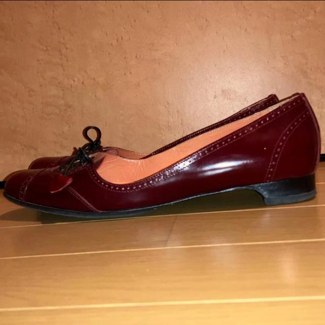 TO&CO  ローパンプス フラットシューズ ローヒール ワインカラー 23cm レザー フラット パンプス シューズ イタリア製 < 女性ファッション  TO&CO  ローパンプス フラットシューズ ローヒール ワインカラー 23cm レザー フラット パンプス シューズ イタリア製 < 女性ファッションの