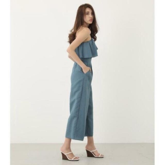 ◆rienda/リエンダ◆ストライプワンショルフリルロンパース★ブルーM*秋コーデギャル♪ < ブランド  ◆rienda/リエンダ◆ストライプワンショルフリルロンパース★ブルーM*秋コーデギャル♪  < ブランドの