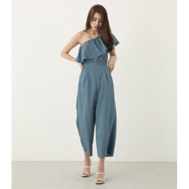 ◆rienda/リエンダ◆ストライプワンショルフリルロンパース★ブルーM*秋コーデギャル♪ < ブランド  ◆rienda/リエンダ◆ストライプワンショルフリルロンパース★ブルーM*秋コーデギャル♪ < ブランドの