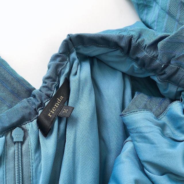 ◆rienda/リエンダ◆ストライプワンショルフリルロンパース★ブルーM*秋コーデギャル♪ < ブランド  ◆rienda/リエンダ◆ストライプワンショルフリルロンパース★ブルーM*秋コーデギャル♪ < ブランドの