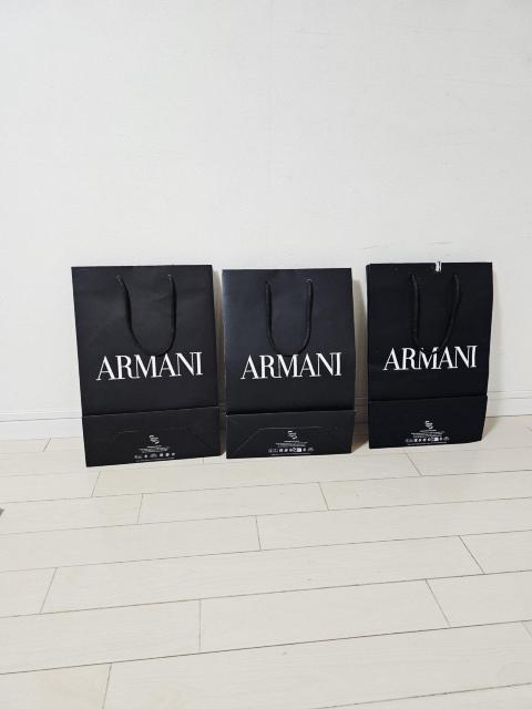 (4) ARMANI ショップ袋 中 3枚セット 37p×24.5p < ブランド  (4) ARMANI ショップ袋 中 3枚セット 37p×24.5p < ブランドの