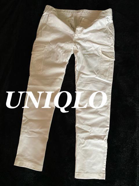 【UNIQLO】Washed ストレッチスリムストレートカーゴパンツ W88p/White < ブランド  【UNIQLO】Washed ストレッチスリムストレートカーゴパンツ W88p/White  < ブランドの