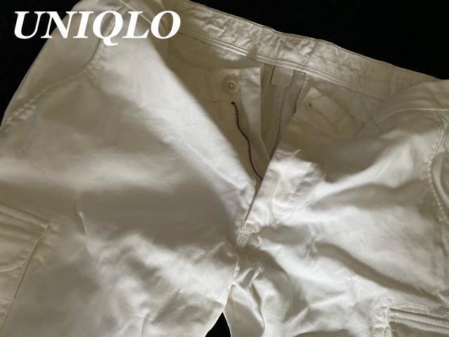 【UNIQLO】Washed ストレッチスリムストレートカーゴパンツ W88p/White < ブランド  【UNIQLO】Washed ストレッチスリムストレートカーゴパンツ W88p/White < ブランドの