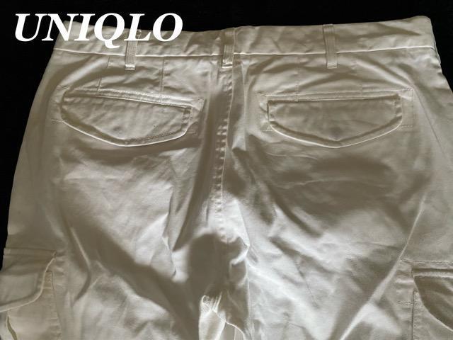 【UNIQLO】Washed ストレッチスリムストレートカーゴパンツ W88p/White < ブランド  【UNIQLO】Washed ストレッチスリムストレートカーゴパンツ W88p/White < ブランドの