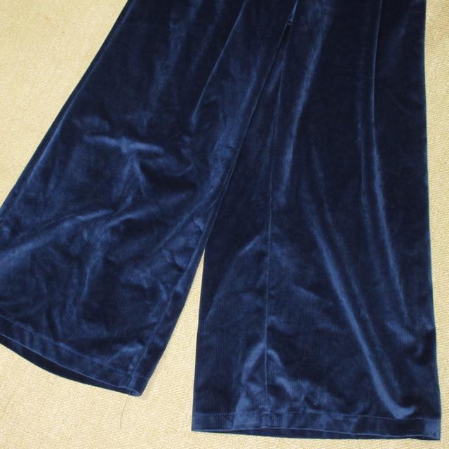 未使用☆ベロアリブ素材ウエストリボンワイドパンツ*ガウチョパンツ(ブルー) < 女性ファッション  未使用☆ベロアリブ素材ウエストリボンワイドパンツ*ガウチョパンツ(ブルー) < 女性ファッションの