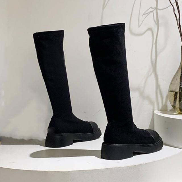 送料無料 新品 ロングブーツ ラウンドトゥ 厚底ブーツ < 女性ファッション  送料無料 新品 ロングブーツ ラウンドトゥ 厚底ブーツ < 女性ファッションの