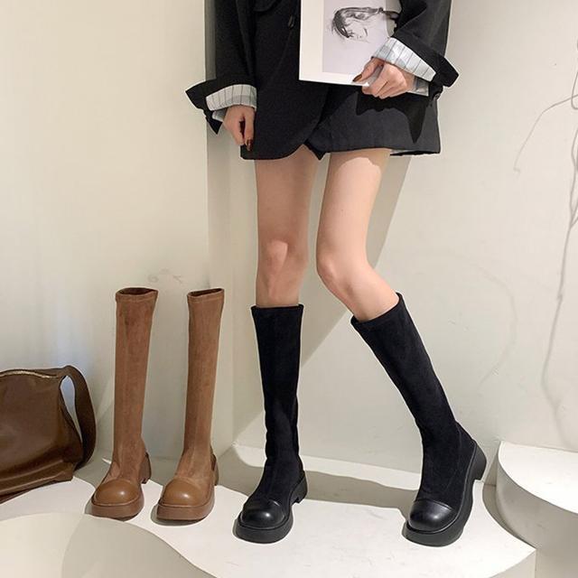 送料無料 新品 ロングブーツ ラウンドトゥ 厚底ブーツ < 女性ファッション  送料無料 新品 ロングブーツ ラウンドトゥ 厚底ブーツ < 女性ファッションの