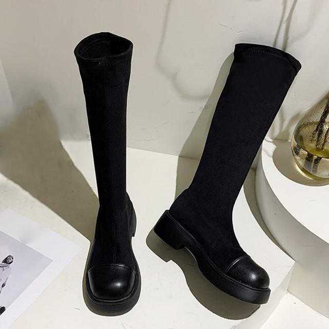 送料無料 新品 ロングブーツ ラウンドトゥ 厚底ブーツ < 女性ファッション  送料無料 新品 ロングブーツ ラウンドトゥ 厚底ブーツ < 女性ファッションの