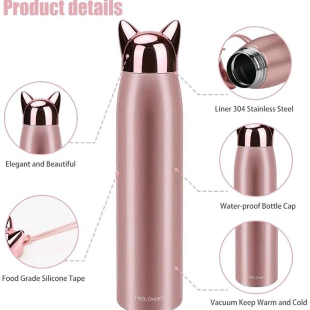 新品★真空断熱ステンレス鋼★可愛いネコ型細身の保温水筒/320ml/ゴールド < レジャー/スポーツ  新品★真空断熱ステンレス鋼★可愛いネコ型細身の保温水筒/320ml/ゴールド < レジャー/スポーツの