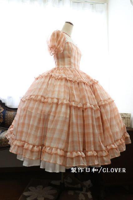 くすみピンクチェックドレス M~2L < 女性ファッション  くすみピンクチェックドレス M~2L < 女性ファッションの