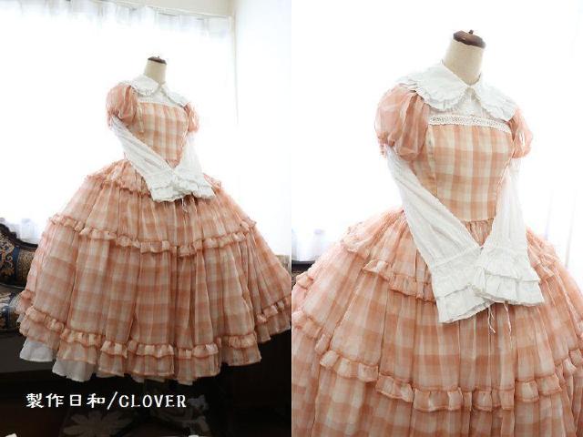 くすみピンクチェックドレス M~2L < 女性ファッション  くすみピンクチェックドレス M~2L < 女性ファッションの