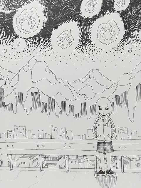オリジナルイラスト 手描きイラスト オワリ 絵 原画 ハンドメイド モノクロ アナログ アート 自作 白黒 女の子 隕石 < アニメ/コミック/キャラクター  オリジナルイラスト 手描きイラスト オワリ 絵 原画 ハンドメイド モノクロ アナログ アート 自作 白黒 女の子 隕石 < アニメ/コミック/キャラクターの