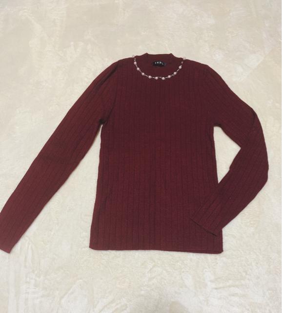 INGNI*パールビジューリブニットトップス*ボルドー < ブランド  INGNI*パールビジューリブニットトップス*ボルドー  < ブランドの