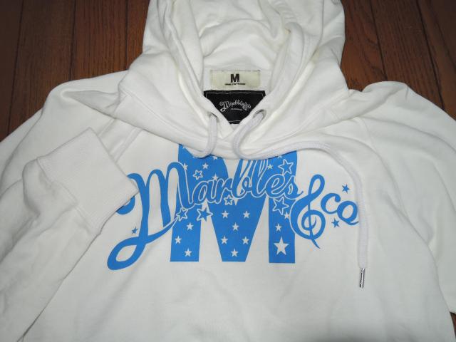 MARBLES マーブルズ × M エム 薄手 スウェット パーカー S 白 ロゴ LOGO プルオーバー HOODIE TMT < ブランド  MARBLES マーブルズ × M エム 薄手 スウェット パーカー S 白 ロゴ LOGO プルオーバー HOODIE TMT < ブランドの