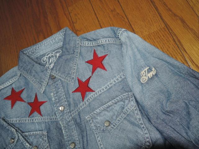 美中古 TMT スターパッチ ウエスタン デニムシャツ M ダメージ加工 インディゴ STAR PATCH ☆星 ティーエムティー < ブランド  美中古 TMT スターパッチ ウエスタン デニムシャツ M ダメージ加工 インディゴ STAR PATCH ☆星 ティーエムティー < ブランドの