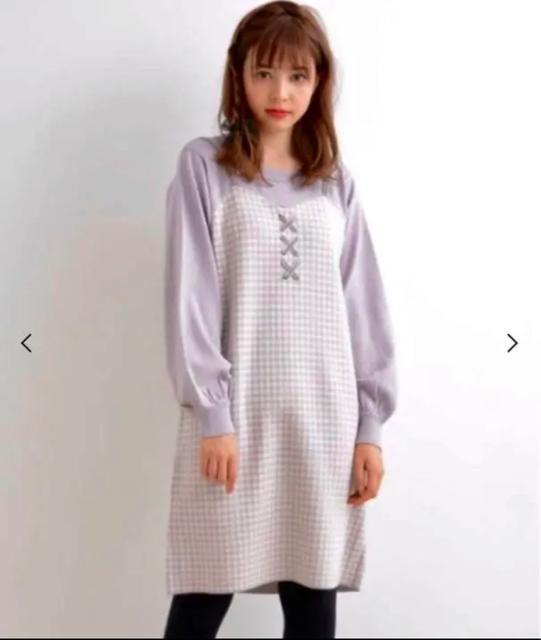 切手可 マジェスティックレゴン  レースアップギンガムニットワンピース < ブランド  切手可 マジェスティックレゴン  レースアップギンガムニットワンピース < ブランドの