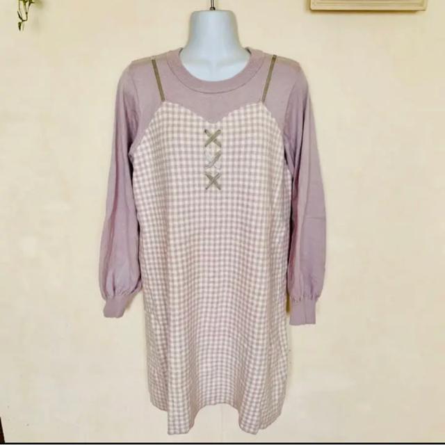 切手可 マジェスティックレゴン  レースアップギンガムニットワンピース < ブランド  切手可 マジェスティックレゴン  レースアップギンガムニットワンピース < ブランドの