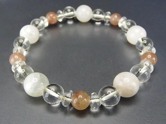 ホワイトムーンストーンストロベリークォーツ水晶天然石ブレスレット811-070RZa < 女性アクセサリー/時計  ホワイトムーンストーンストロベリークォーツ水晶天然石ブレスレット811-070RZa < 女性アクセサリー/時計の