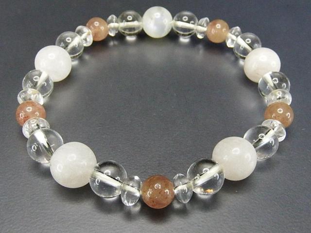ホワイトムーンストーンストロベリークォーツ水晶天然石ブレスレット811-070RZa < 女性アクセサリー/時計  ホワイトムーンストーンストロベリークォーツ水晶天然石ブレスレット811-070RZa < 女性アクセサリー/時計の