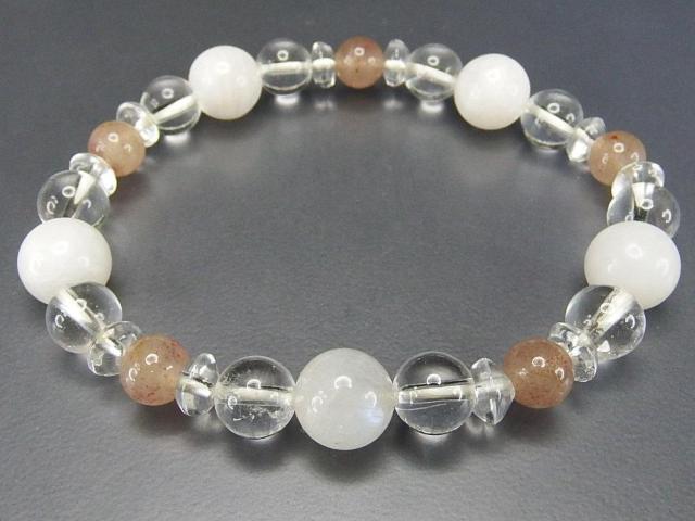 ホワイトムーンストーンストロベリークォーツ水晶天然石ブレスレット811-070RZa < 女性アクセサリー/時計  ホワイトムーンストーンストロベリークォーツ水晶天然石ブレスレット811-070RZa < 女性アクセサリー/時計の