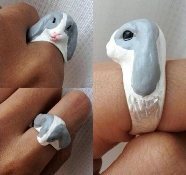 新品 ロップイヤー アンティーク リング グレー うさぎ ウサギ 指輪 < 女性アクセサリー/時計  新品 ロップイヤー アンティーク リング グレー うさぎ ウサギ 指輪 < 女性アクセサリー/時計の