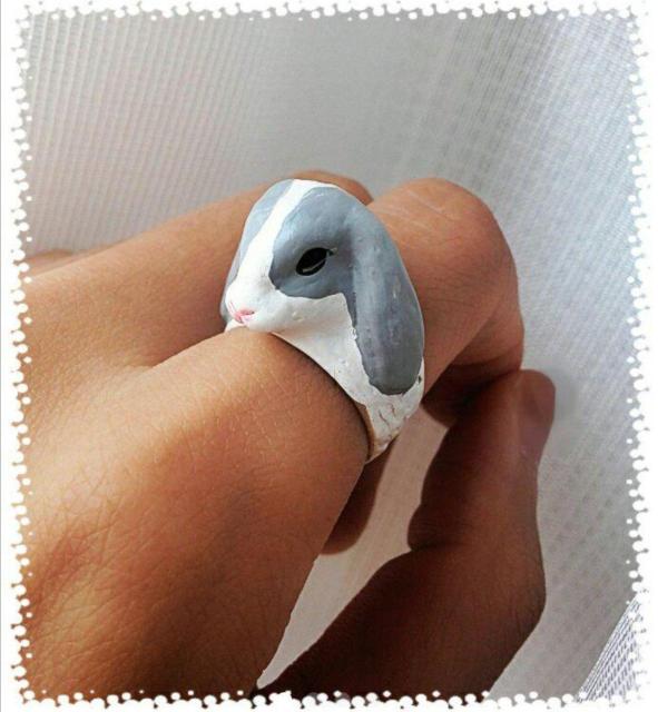 新品 ロップイヤー アンティーク リング グレー うさぎ ウサギ 指輪 < 女性アクセサリー/時計  新品 ロップイヤー アンティーク リング グレー うさぎ ウサギ 指輪 < 女性アクセサリー/時計の