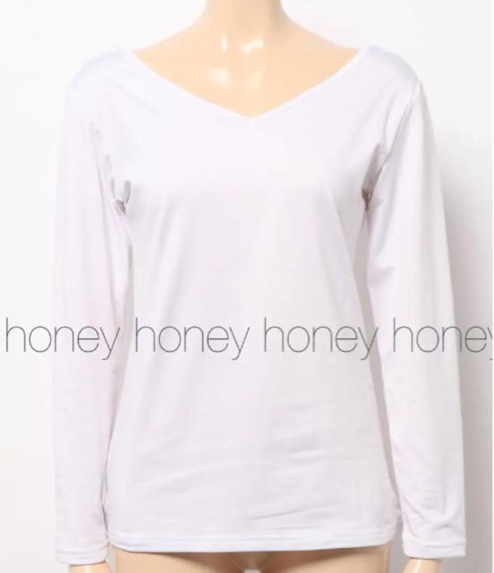 暖か発熱加工【新品】2wey裏起毛ヒートテック●L●白ホワイト < 女性ファッション  暖か発熱加工【新品】2wey裏起毛ヒートテック●L●白ホワイト < 女性ファッションの