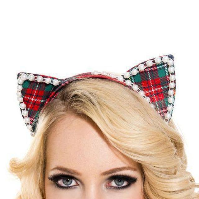 MUSICLEGS パールとレースの猫耳ヘアバンド チェック < 女性ファッション  MUSICLEGS パールとレースの猫耳ヘアバンド チェック  < 女性ファッションの
