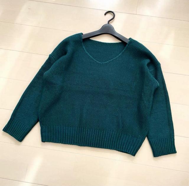 ワッフル編みニット グリーン < 女性ファッション  ワッフル編みニット グリーン  < 女性ファッションの