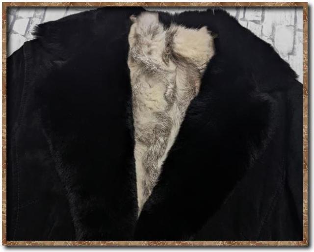 ロイスクレヨン ラビットファー使い豚革レザーコート 黒 < ブランド  ロイスクレヨン ラビットファー使い豚革レザーコート 黒 < ブランドの