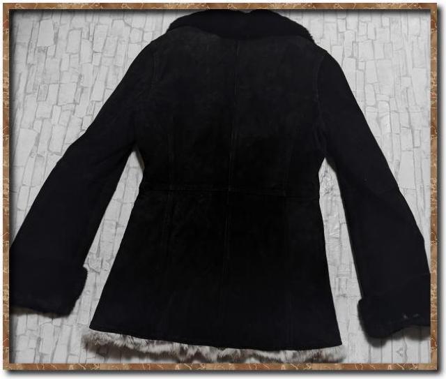 ロイスクレヨン ラビットファー使い豚革レザーコート 黒 < ブランド  ロイスクレヨン ラビットファー使い豚革レザーコート 黒 < ブランドの