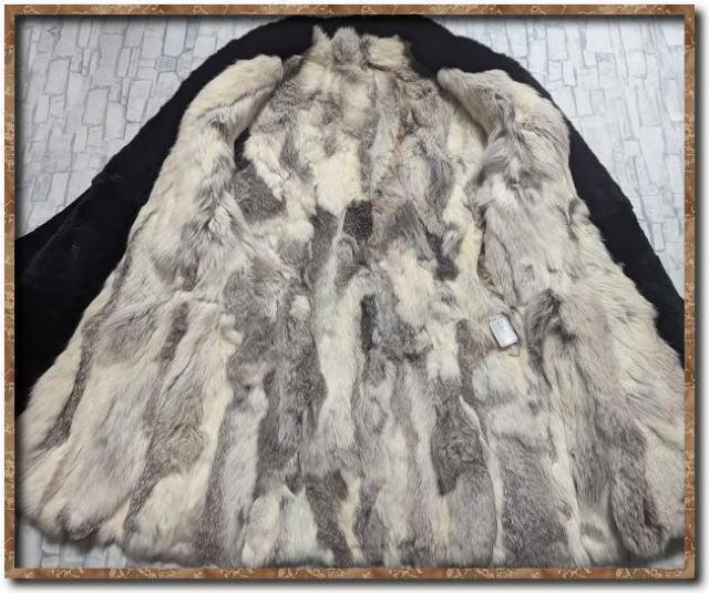 ロイスクレヨン ラビットファー使い豚革レザーコート 黒 < ブランド  ロイスクレヨン ラビットファー使い豚革レザーコート 黒 < ブランドの