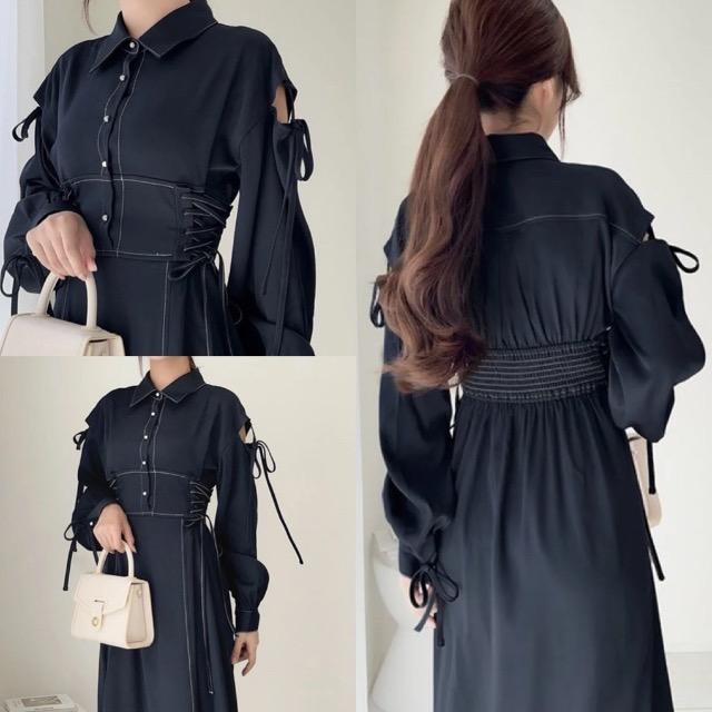 mily bilet★肩あきリボン配色ステッチワンピース★ < 女性ファッション mily bilet★肩あきリボン配色ステッチワンピース★ < 女性ファッションの