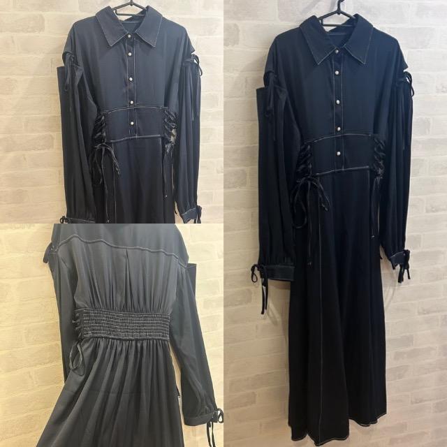 mily bilet★肩あきリボン配色ステッチワンピース★ < 女性ファッション mily bilet★肩あきリボン配色ステッチワンピース★ < 女性ファッションの